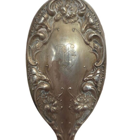Antique Sterling Silver Clothes Brush Repousse Floral Vanity Grooming Tool main image 5